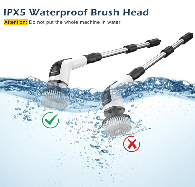 Bomves Electric Spin Scrubber, Cordless Cleaning Brush Scrubber for Home, 8 Replaceable Brush Heads-90Mins Work Time, 3 Adjustable Size, 2 Speeds for...