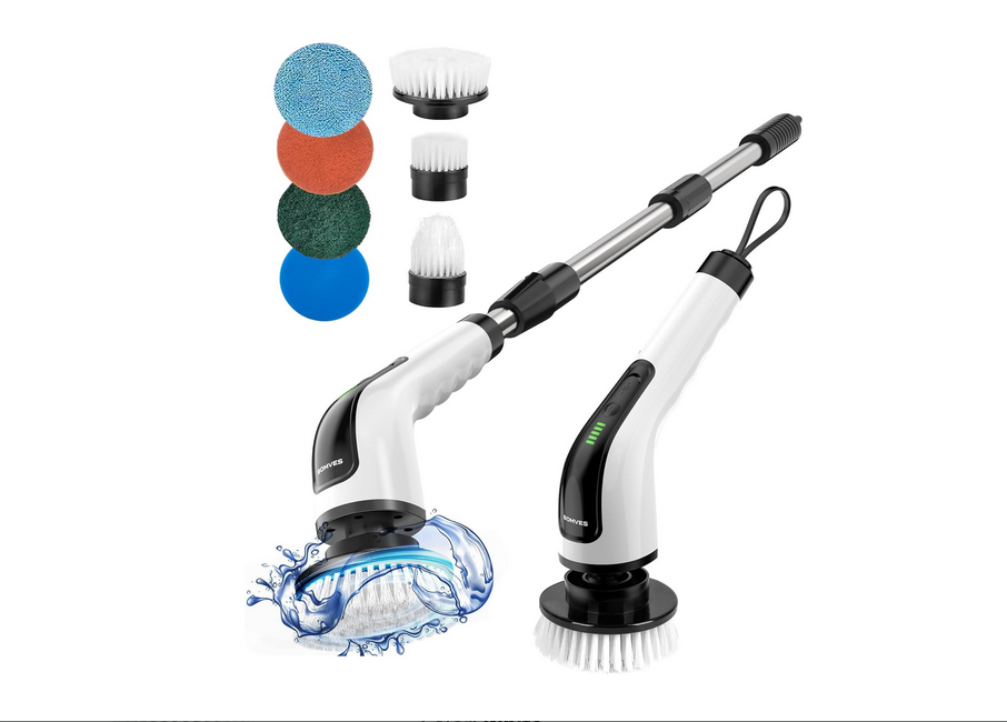 Bomves Electric Spin Scrubber, Cordless Cleaning Brush Scrubber for Home, 8 Replaceable Brush Heads-90Mins Work Time, 3 Adjustable Size, 2 Speeds for...